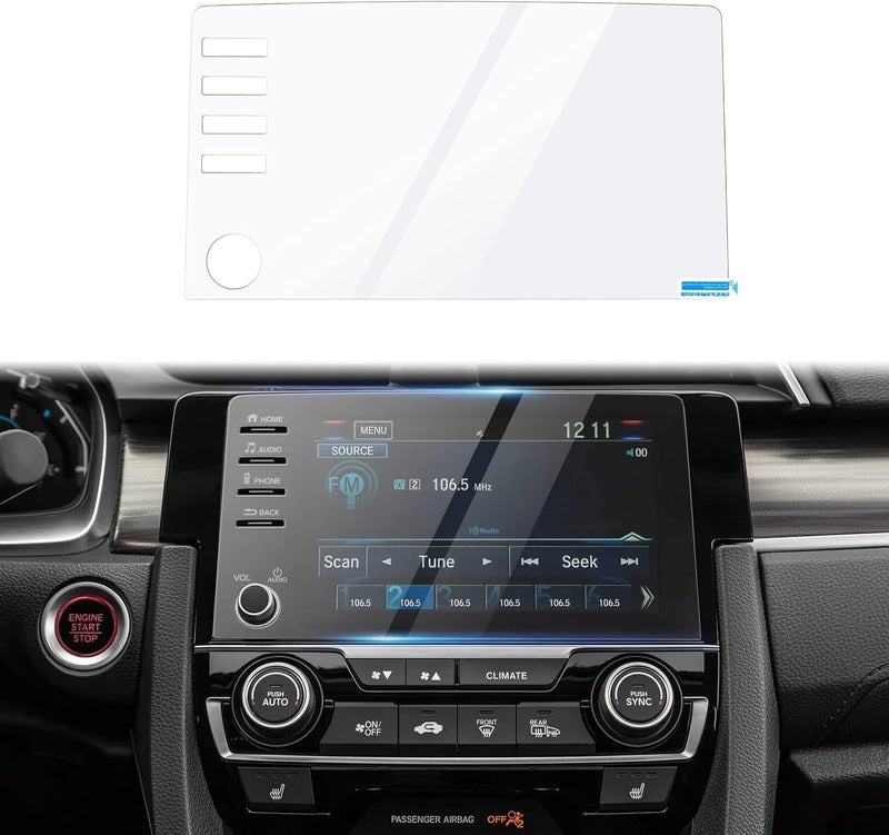 Autorder Custom Fit for Screen Protector 2019-2021 Honda Civic LX EX Touring Si EX-L 4 Buttons Tempered Glass 9H Navigation Touchscreen Protective Film - Image 1